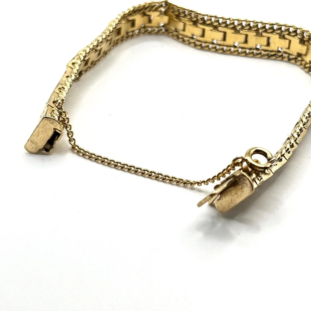 Vintage 60s Mid-Century Gold Tone Textured 6.5